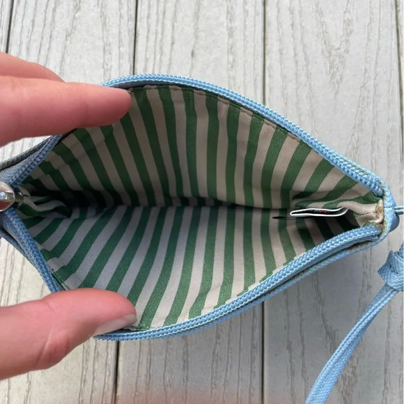 Lacoste Baby Blue Zip Clutch Wristlet Bag Purse Pouch Wallet - Picture 7 of 9